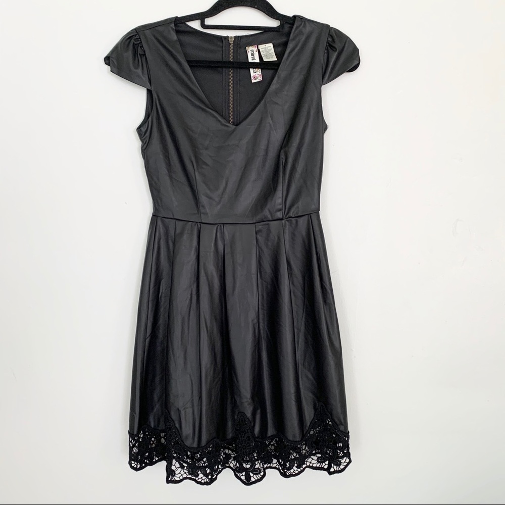 Mimi Chica Black Faux Leather Fit and Flare Dress